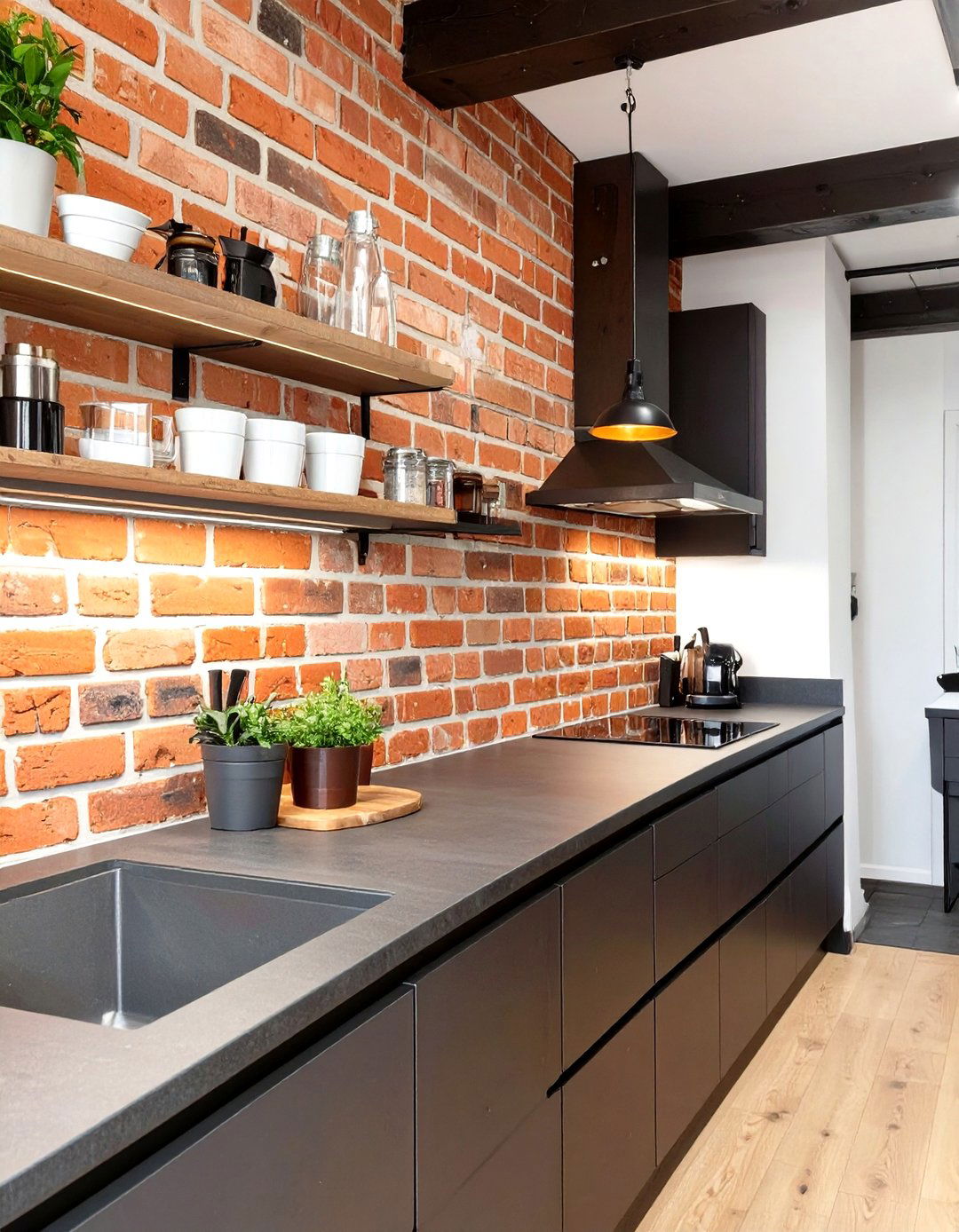 Small Kitchen Backsplash with Exposed Brick - 30 small kitchen backsplash ideas