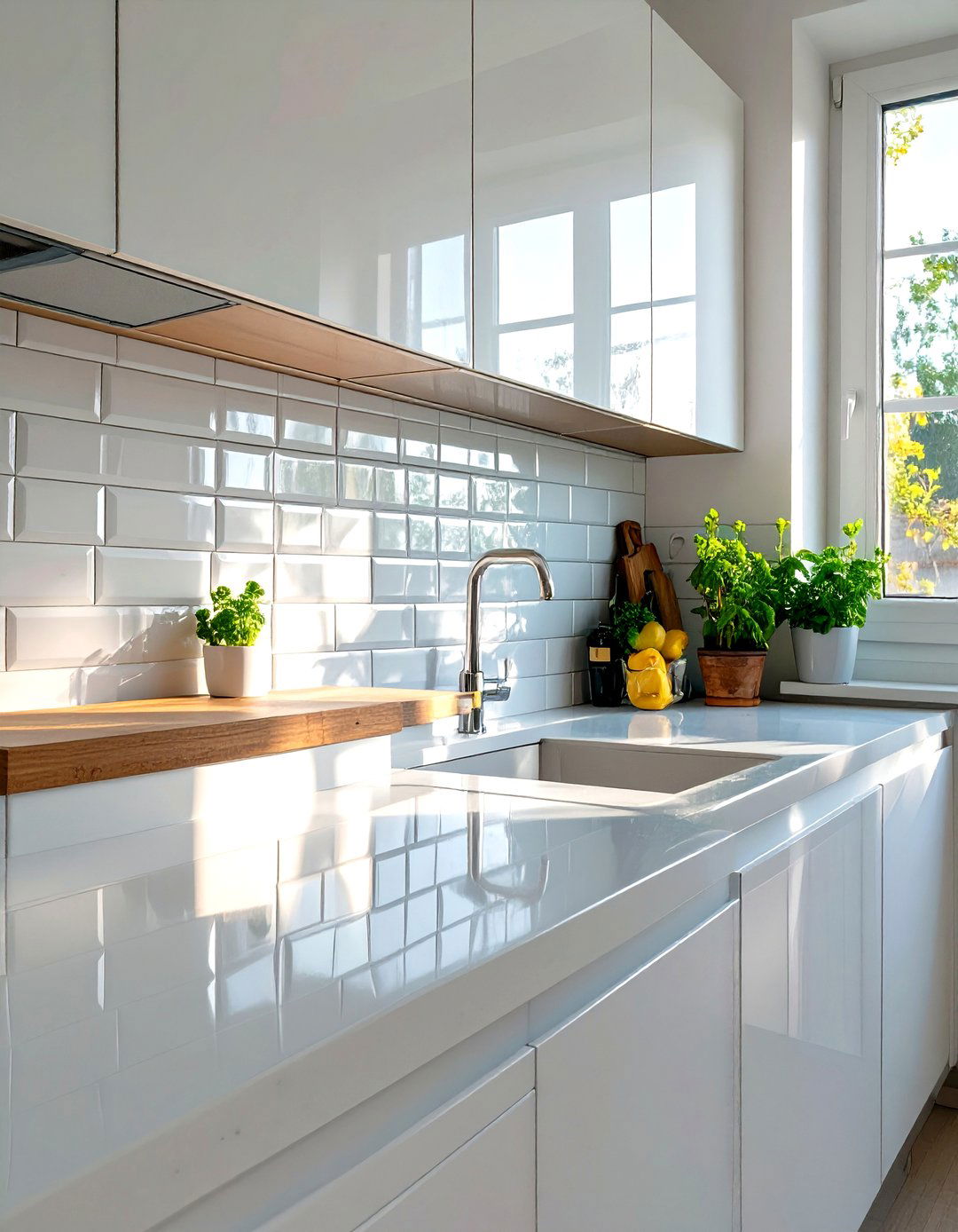 Small Kitchen Backsplash with Glossy Finish Tiles - 30 small kitchen backsplash ideas