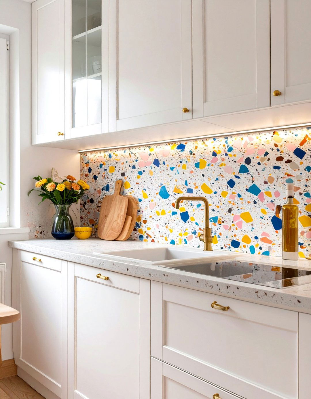 Small Kitchen Backsplash with Terrazzo - 30 small kitchen backsplash ideas
