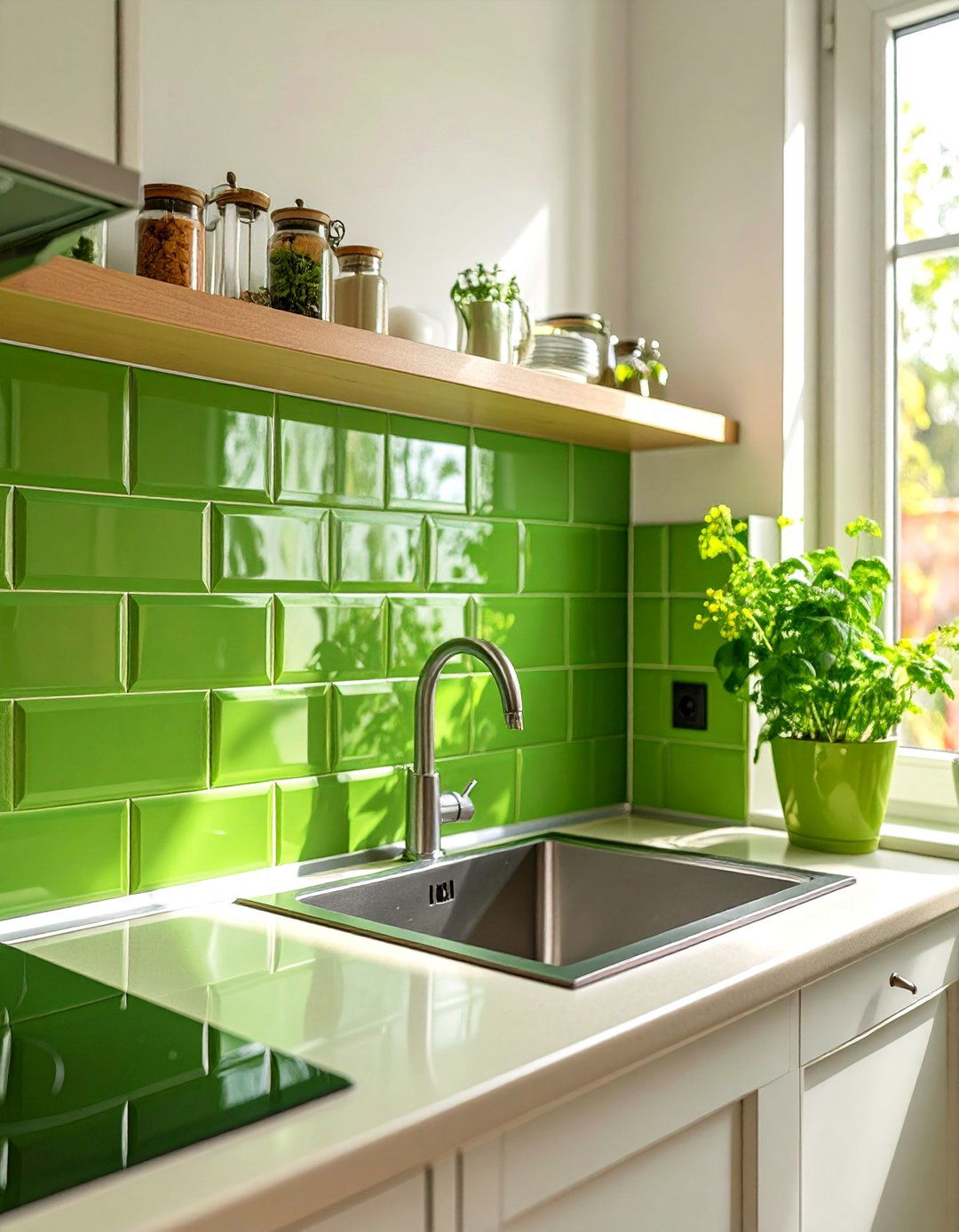 Small Kitchen Backsplash with a Window Sill Design - 30 small kitchen backsplash ideas