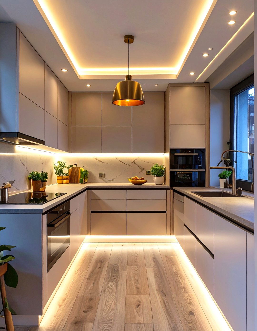Small Kitchen Design with Smart Lighting - 30 small kitchen designs photo gallery