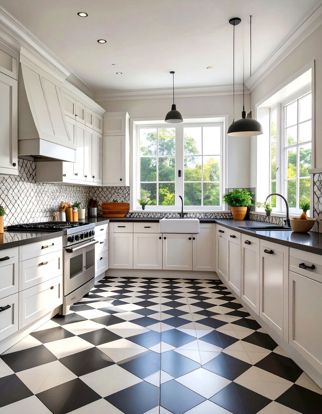 Small Kitchen Design with Statement Flooring - 30 small kitchen designs photo gallery