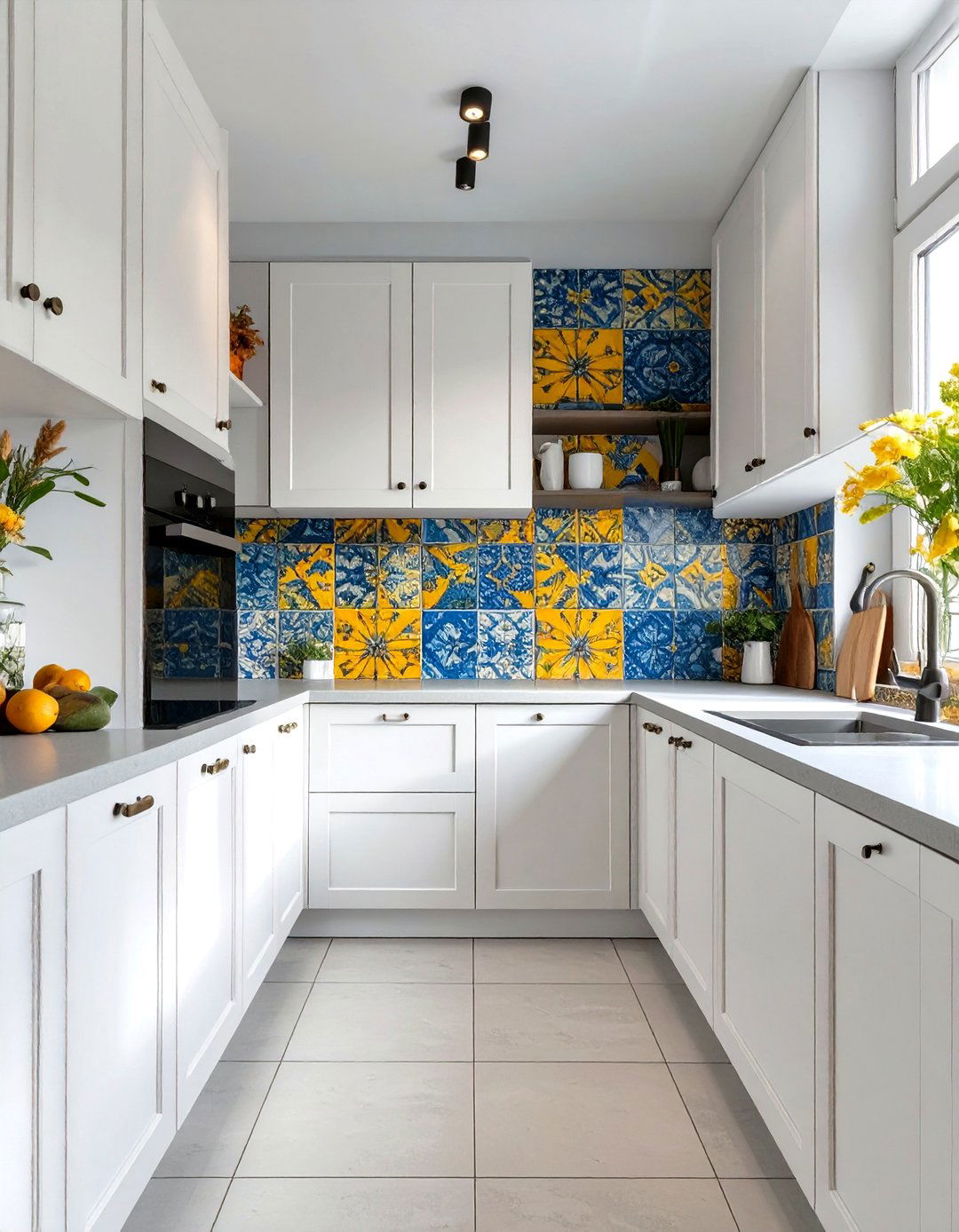 Small Kitchen Design with a Bold Backsplash - 30 small kitchen designs photo gallery