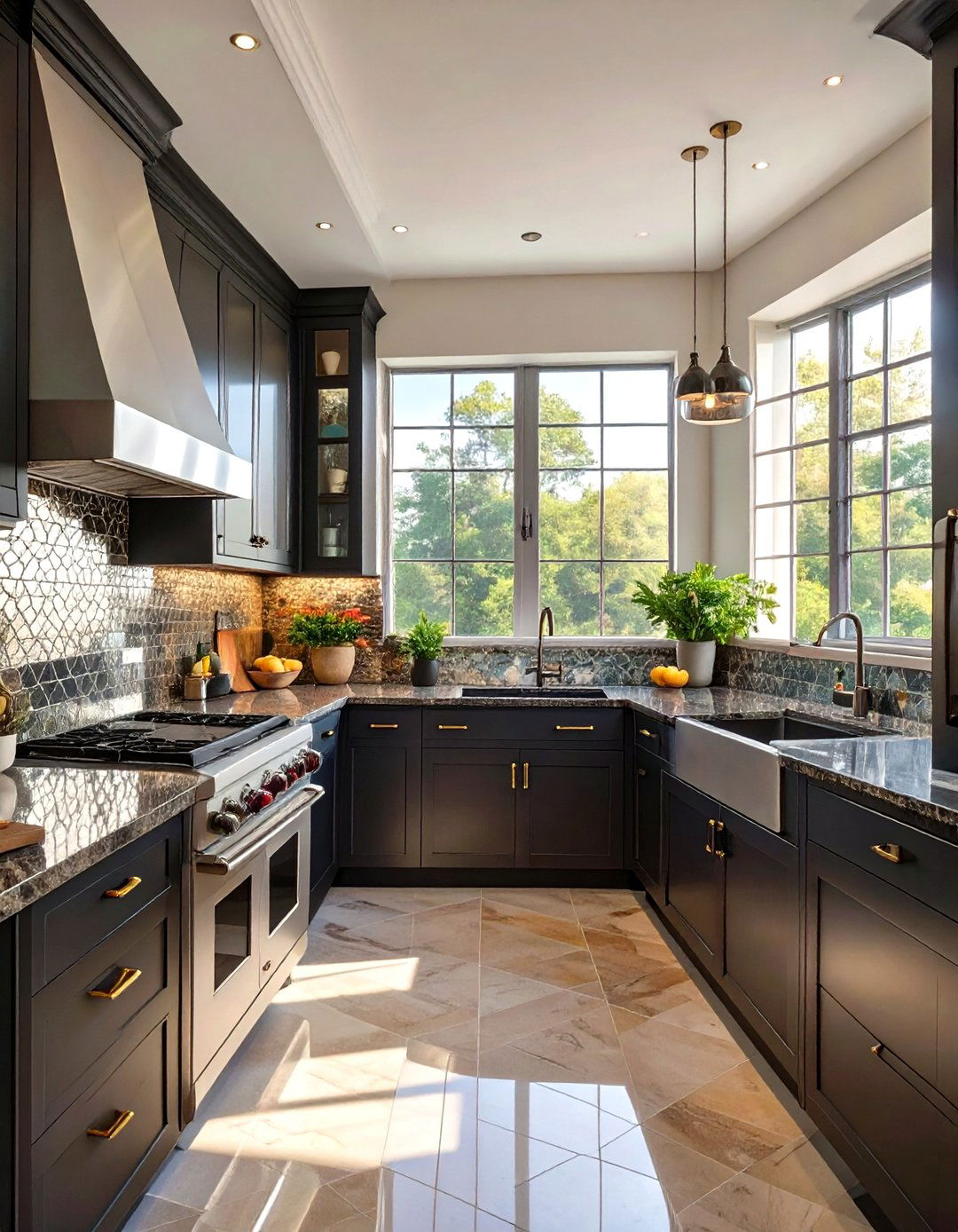 Small Kitchen Design with a Mirrored Backsplash - 30 small kitchen designs photo gallery