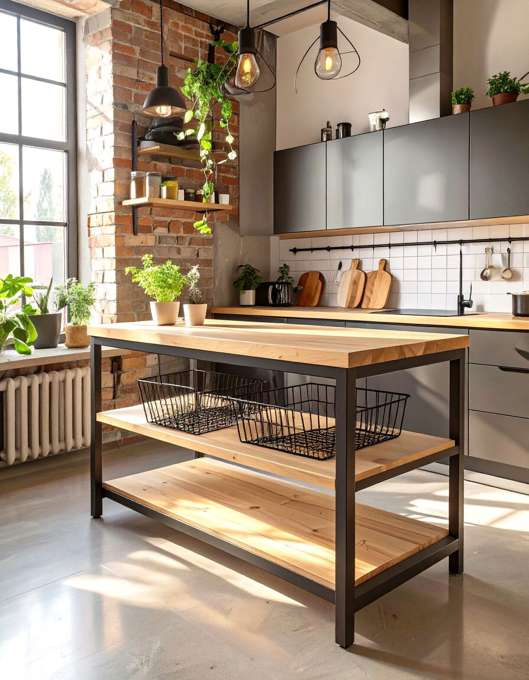 Small Kitchen Island with a Metal Frame - 30 small kitchen ideas with island