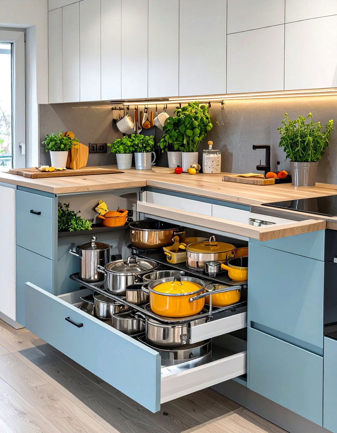 Small Kitchen Remodel with Corner Drawers - 30 small kitchen remodel ideas