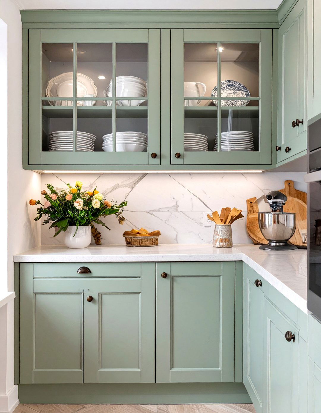 Small Kitchen Remodel with Glass Front Cabinets - 30 small kitchen remodel ideas