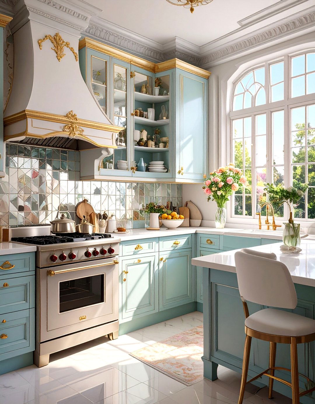Small Kitchen with a Mirrored Wall Section - 30 small kitchen design ideas