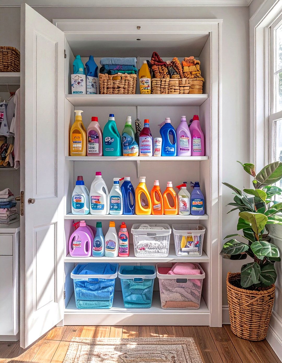 Small Laundry Closet with Behind the Door Storage - 30 small laundry closet ideas