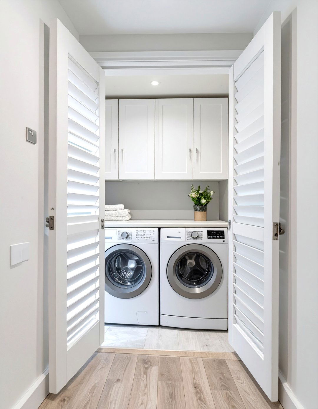 Small Laundry Closet with Bifold Doors - 30 small laundry closet ideas