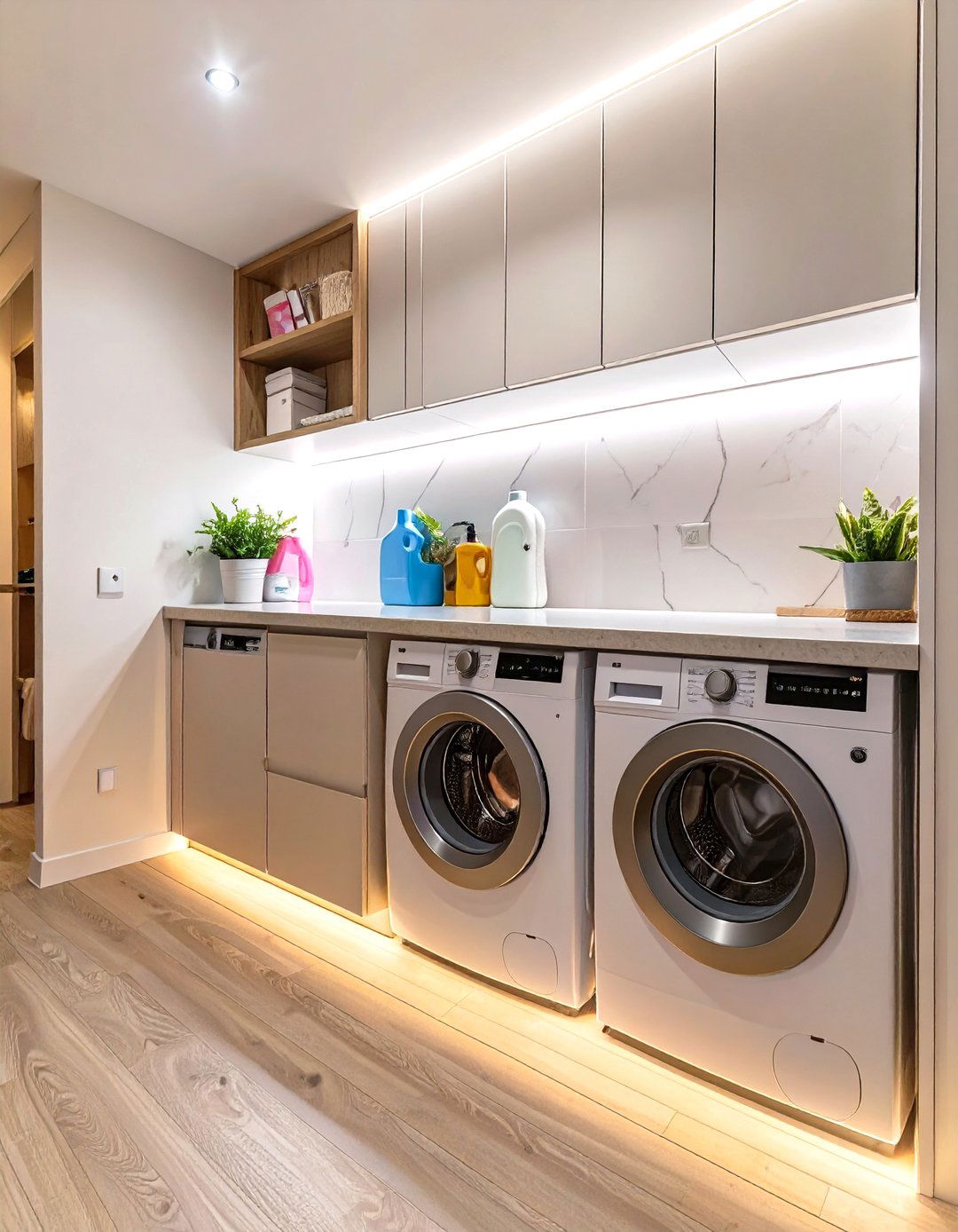 Small Laundry Closet with Good Task Lighting - 30 small laundry closet ideas