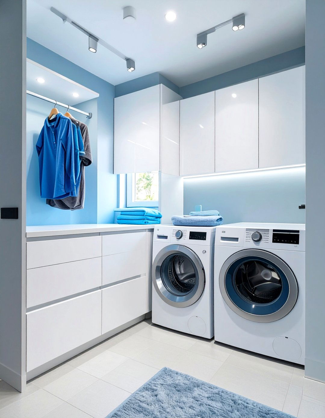 Small Laundry Closet with High Gloss Cabinets - 30 small laundry closet ideas