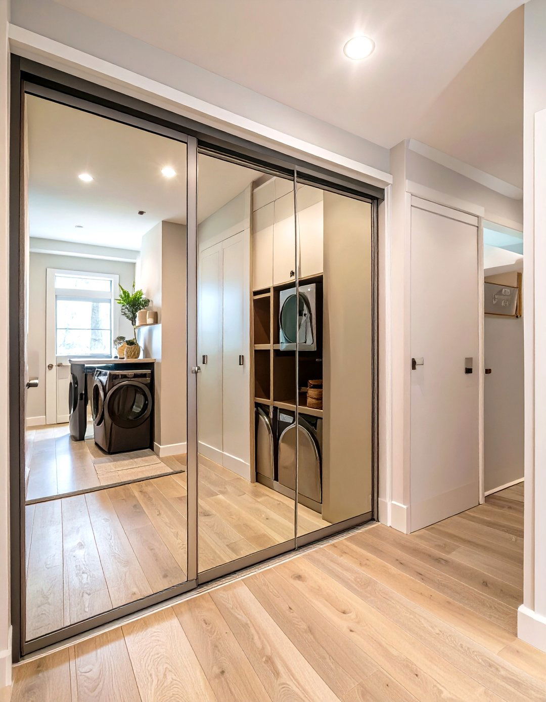 Small Laundry Closet with Mirrored Doors - 30 small laundry closet ideas