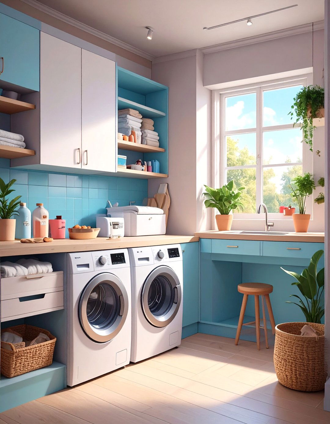 Small Laundry Closet with a Built In Pet Station - 30 small laundry closet ideas