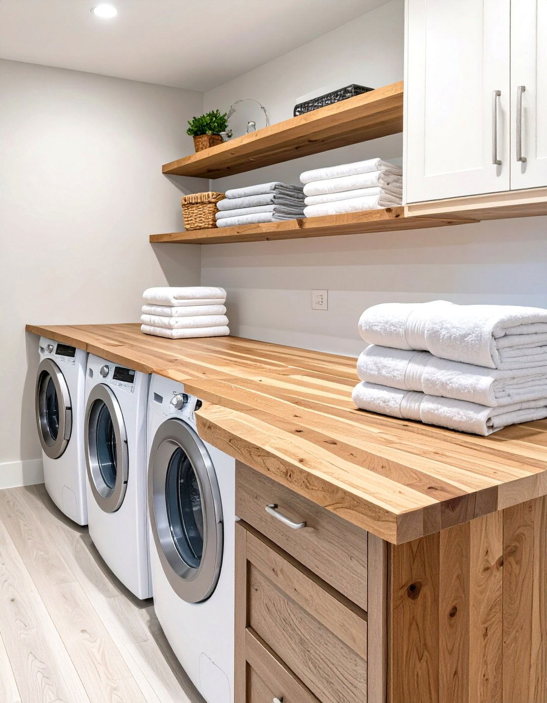 Small Laundry Closet with a Countertop Over Appliances - 30 small laundry closet ideas