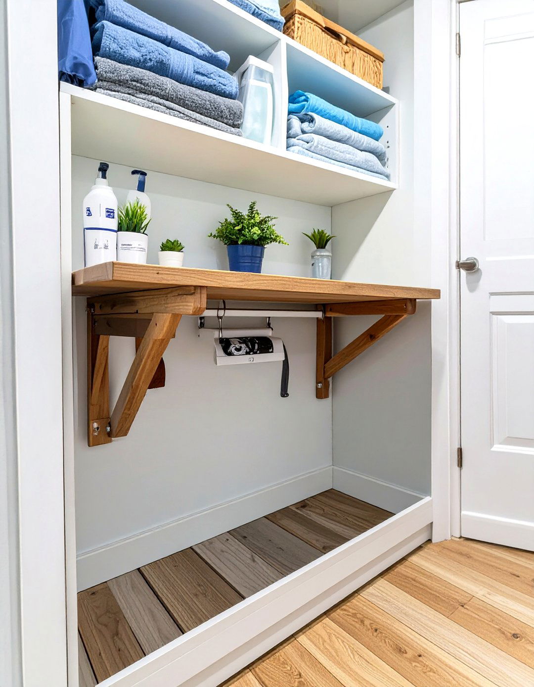 Small Laundry Closet with a Folding Table on Hinges - 30 small laundry closet ideas