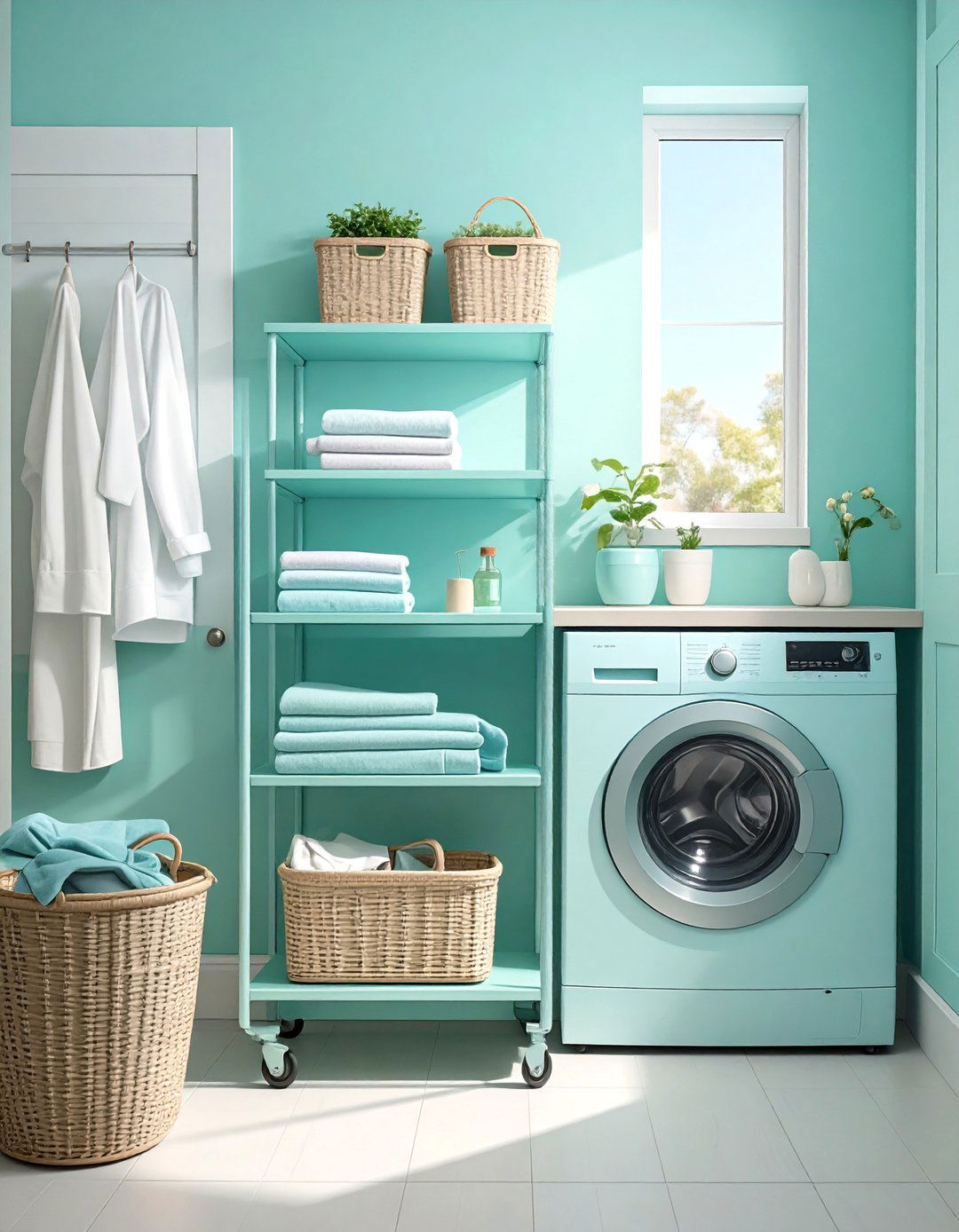 Small Laundry Closet with a Utility Cart - 30 small laundry closet ideas