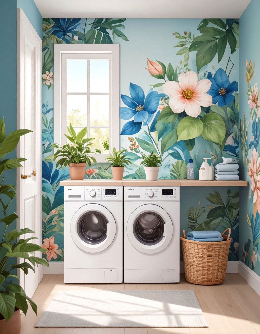 Small Laundry Room with Bold Wallpaper - 30 small laundry room design ideas