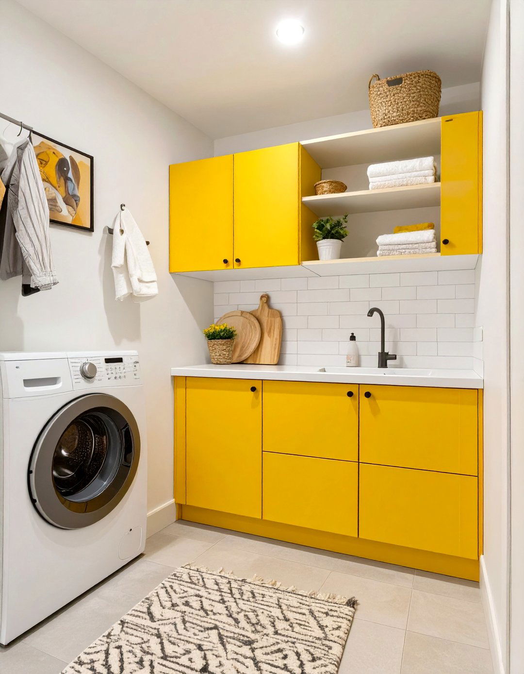 Small Laundry Room with a Pop of Color - 30 small laundry room design ideas