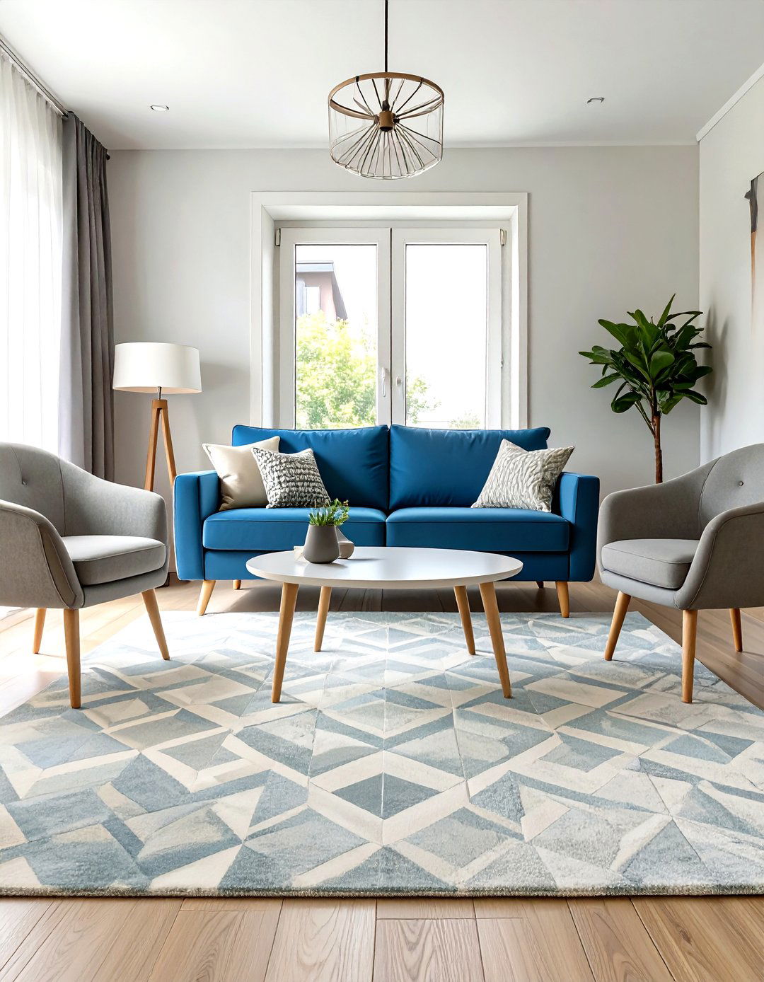 Small Living Room Layout with a Large Area Rug - 30 small living room layout ideas