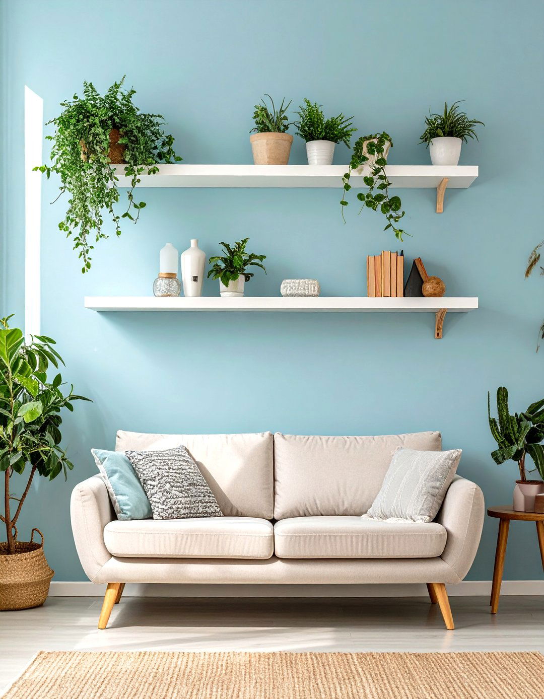 Small Living Room with Floating Shelves - 30 small living room decor ideas
