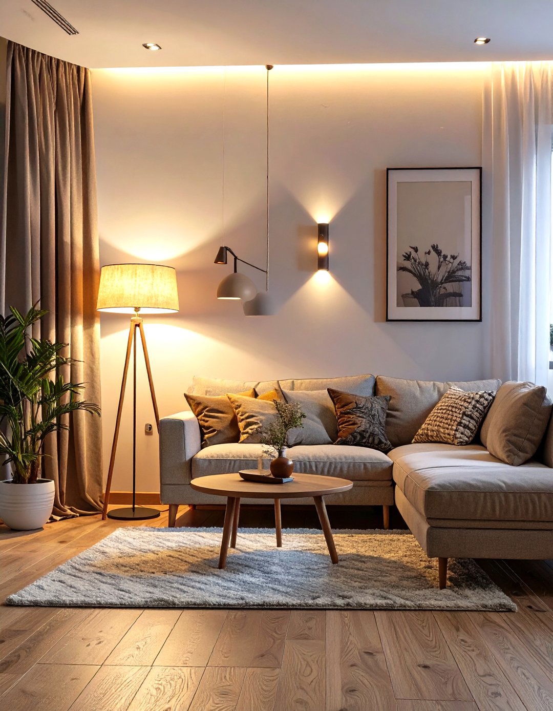 Small Living Room with Layered Lighting - 30 small living room decor ideas