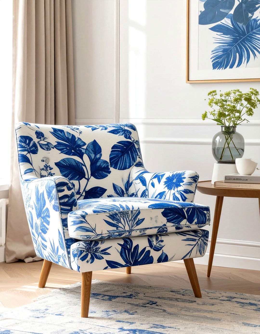 Small Living Room with a Patterned Accent Chair - 30 small living room decor ideas