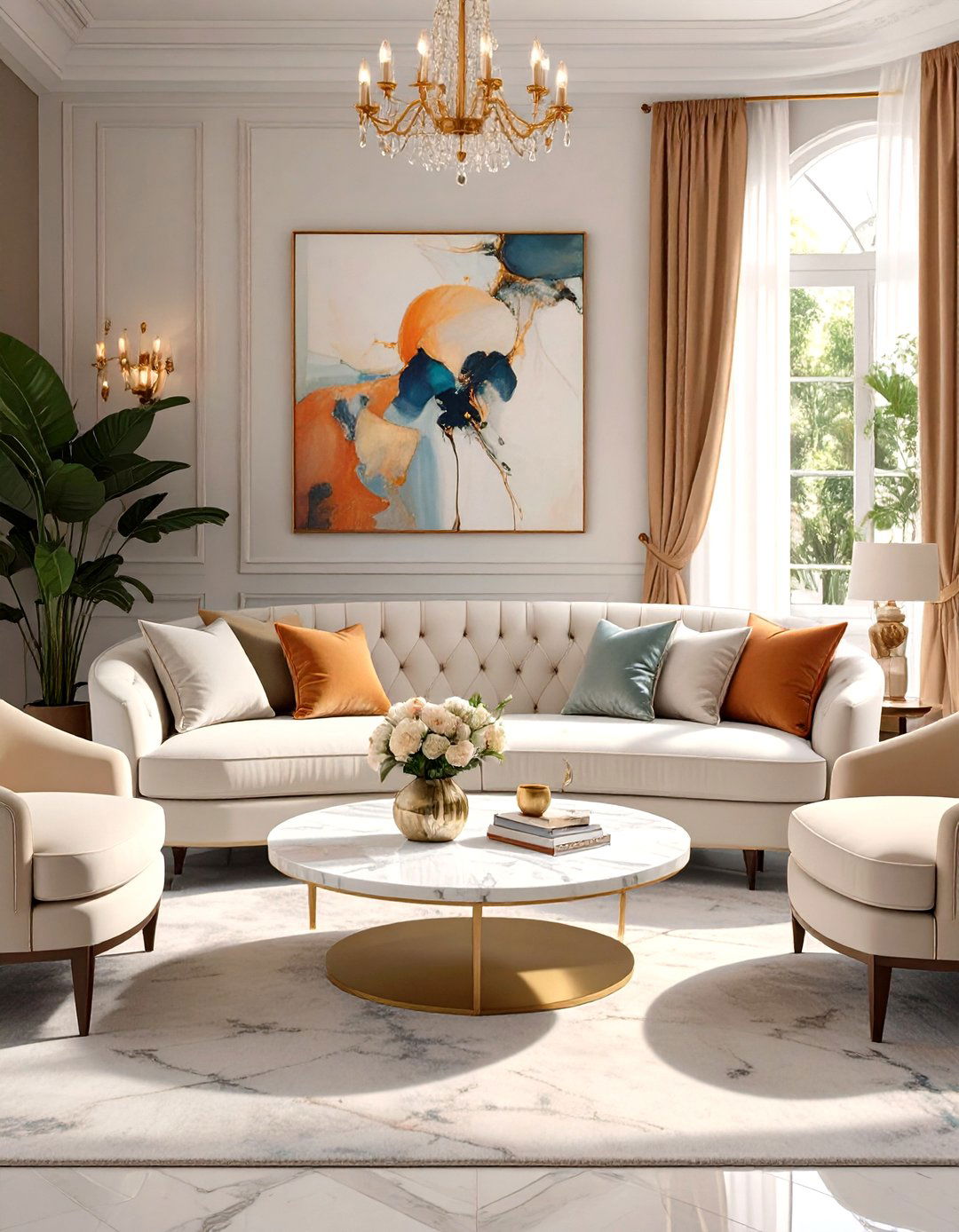 Small Living Room with a Round Coffee Table - 30 small living room decor ideas