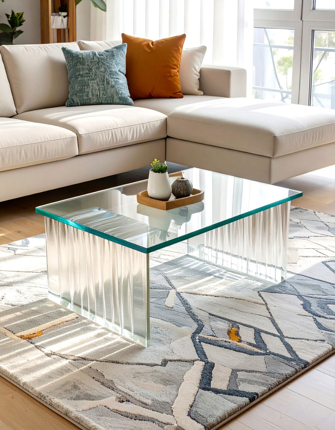 Small Living Room with an Acrylic Coffee Table - 30 small living room decor ideas