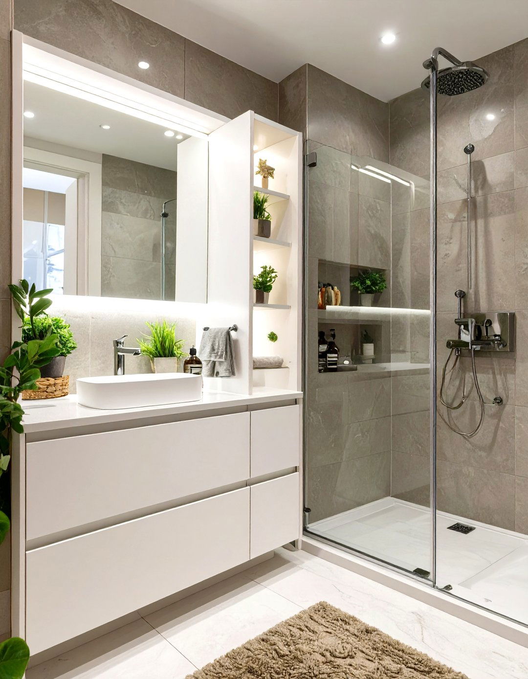 Small Luxury Bathroom with Custom Built In Storage - 30 small luxury bathroom ideas