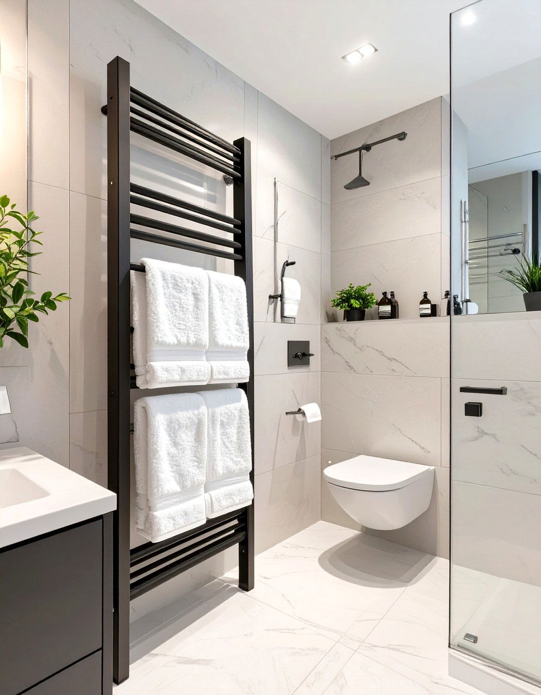 Small Luxury Bathroom with High End Towel Warmers - 30 small luxury bathroom ideas