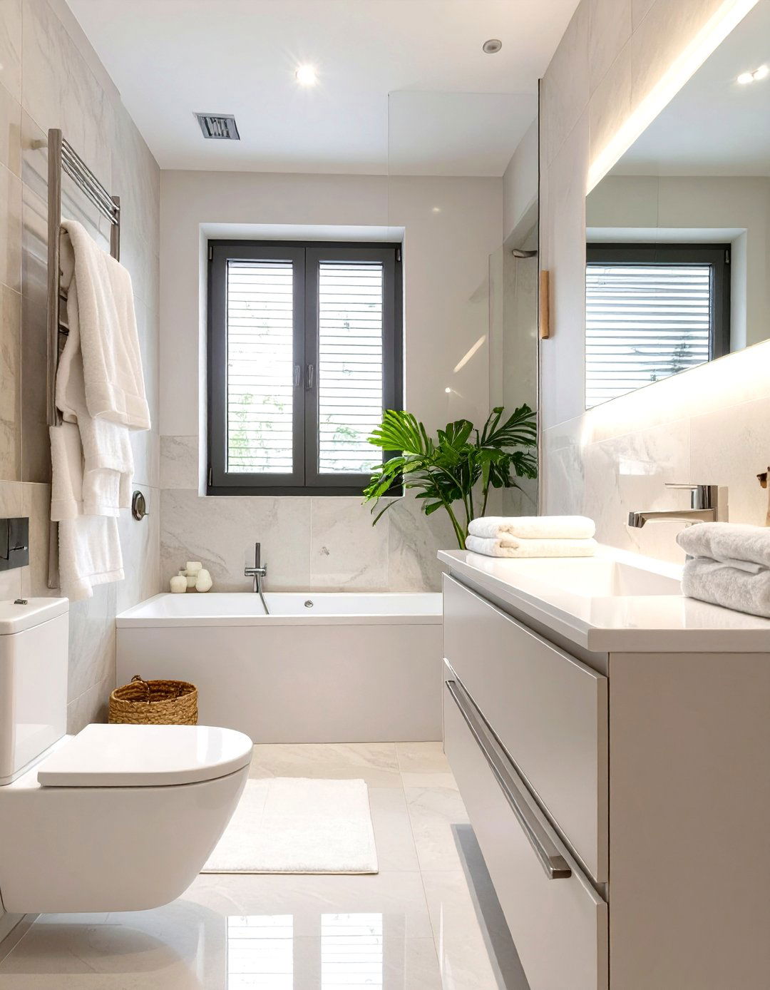 Small Luxury Bathroom with a Monochromatic Color Scheme - 30 small luxury bathroom ideas