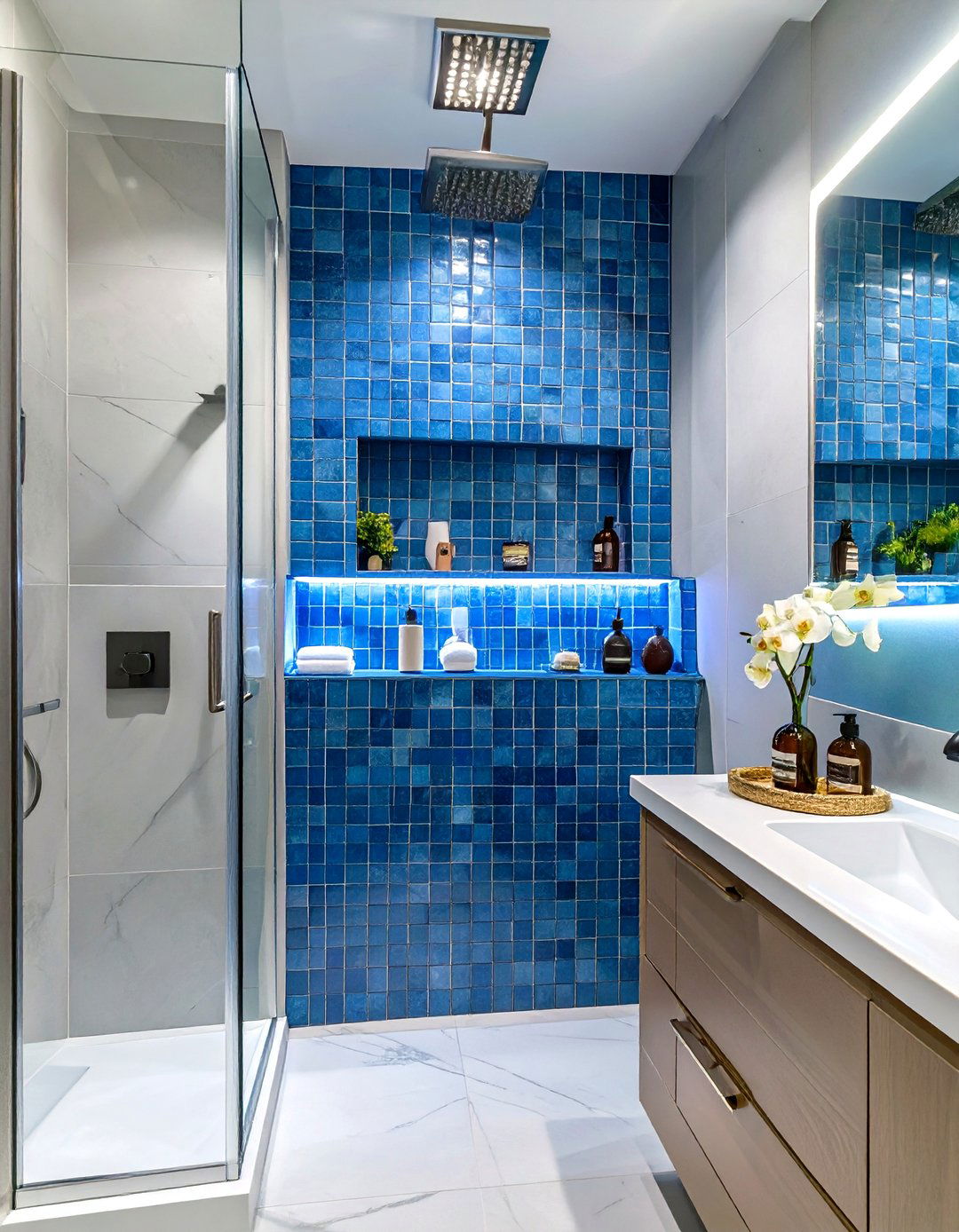 Small Luxury Bathroom with a Niche in the Shower Wall - 30 small luxury bathroom ideas