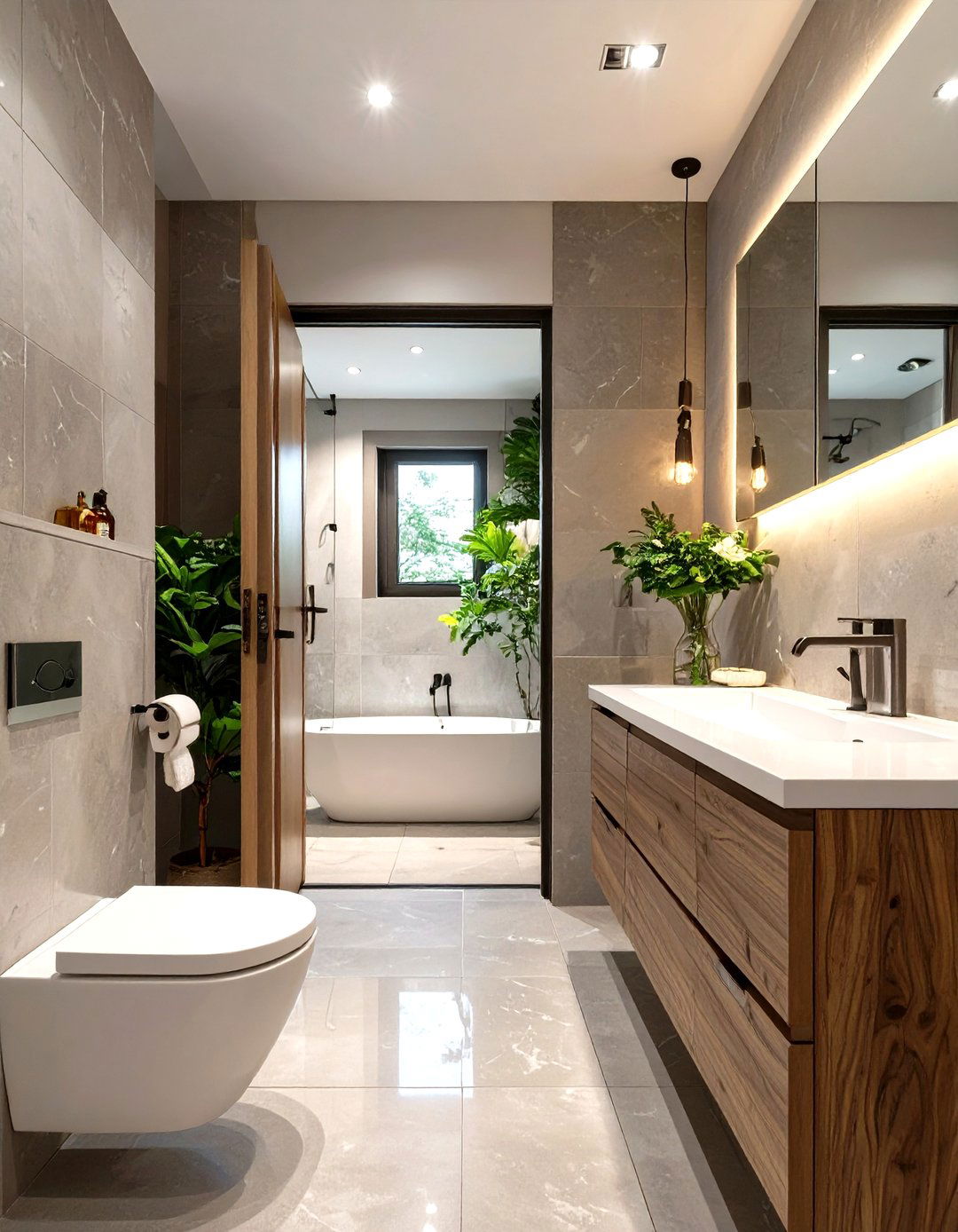 Small Luxury Bathroom with a Pocket Door - 30 small luxury bathroom ideas
