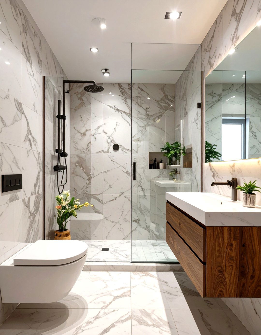 Small Luxury Bathroom with a Single Pane Glass Divider - 30 small luxury bathroom ideas