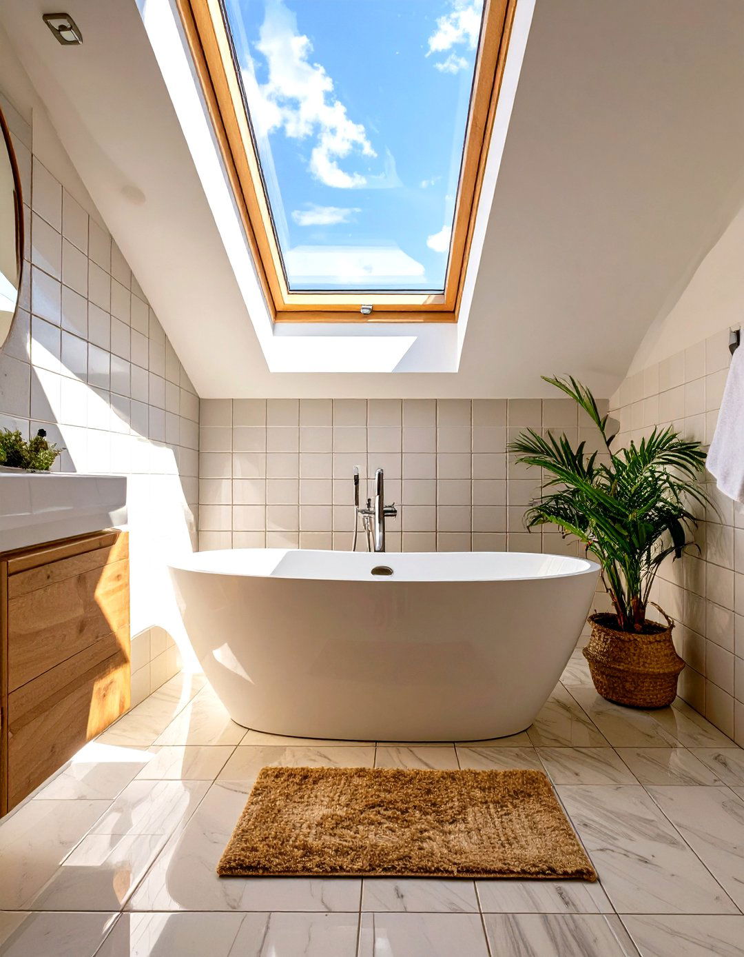 Small Luxury Bathroom with a Skylight - 30 small luxury bathroom ideas