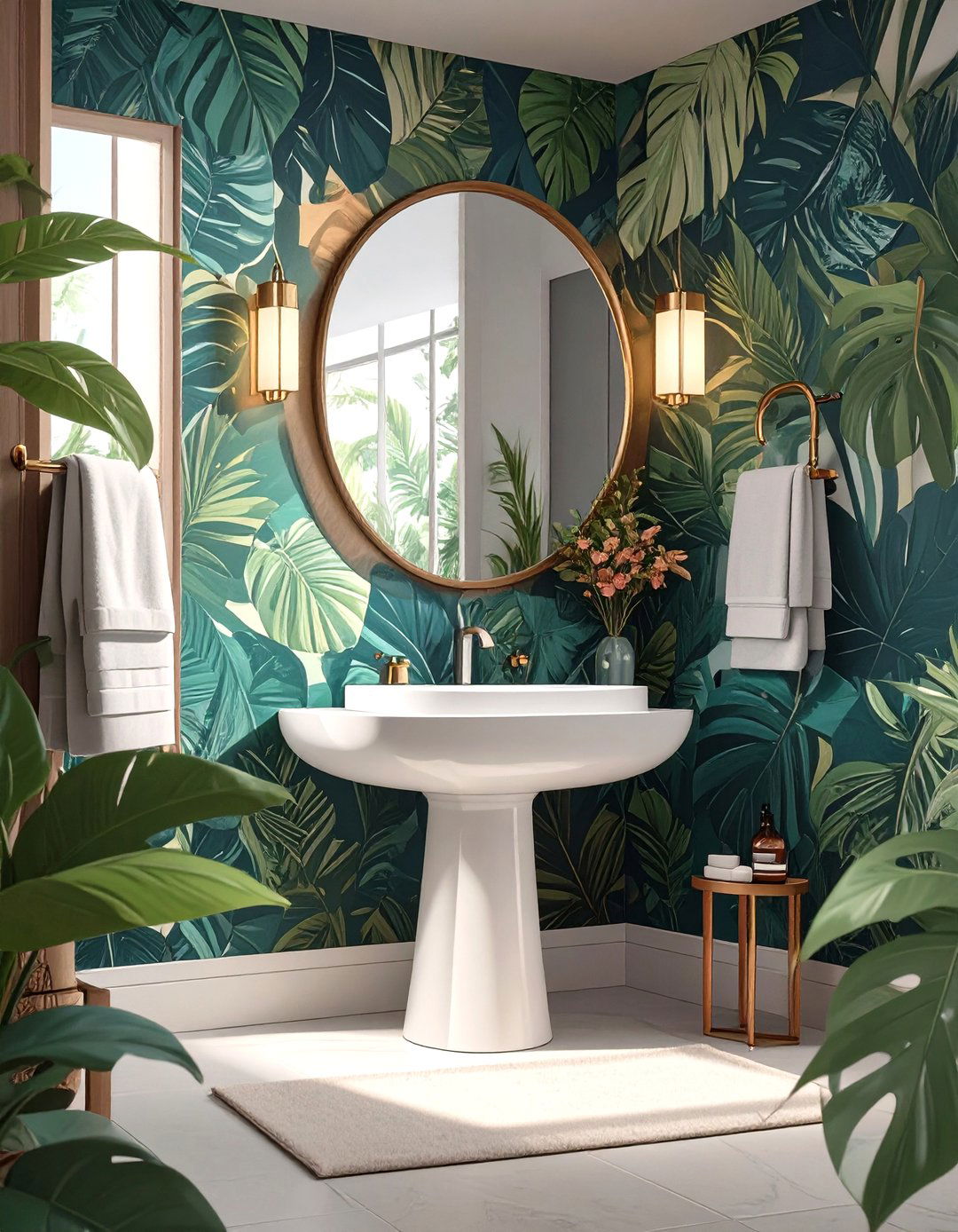 Small Luxury Bathroom with a Statement Accent Wall - 30 small luxury bathroom ideas