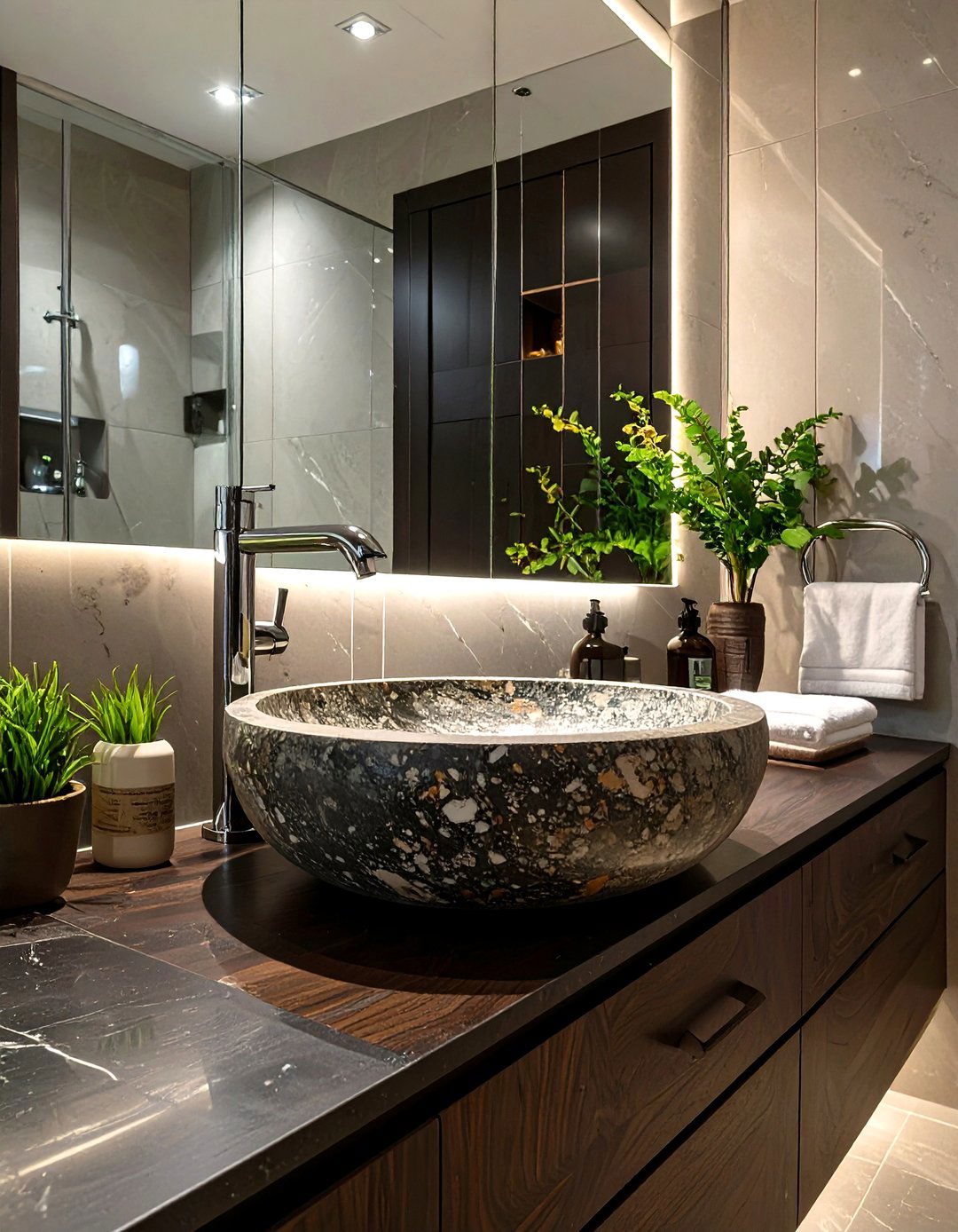 Small Luxury Bathroom with a Vessel Sink - 30 small luxury bathroom ideas