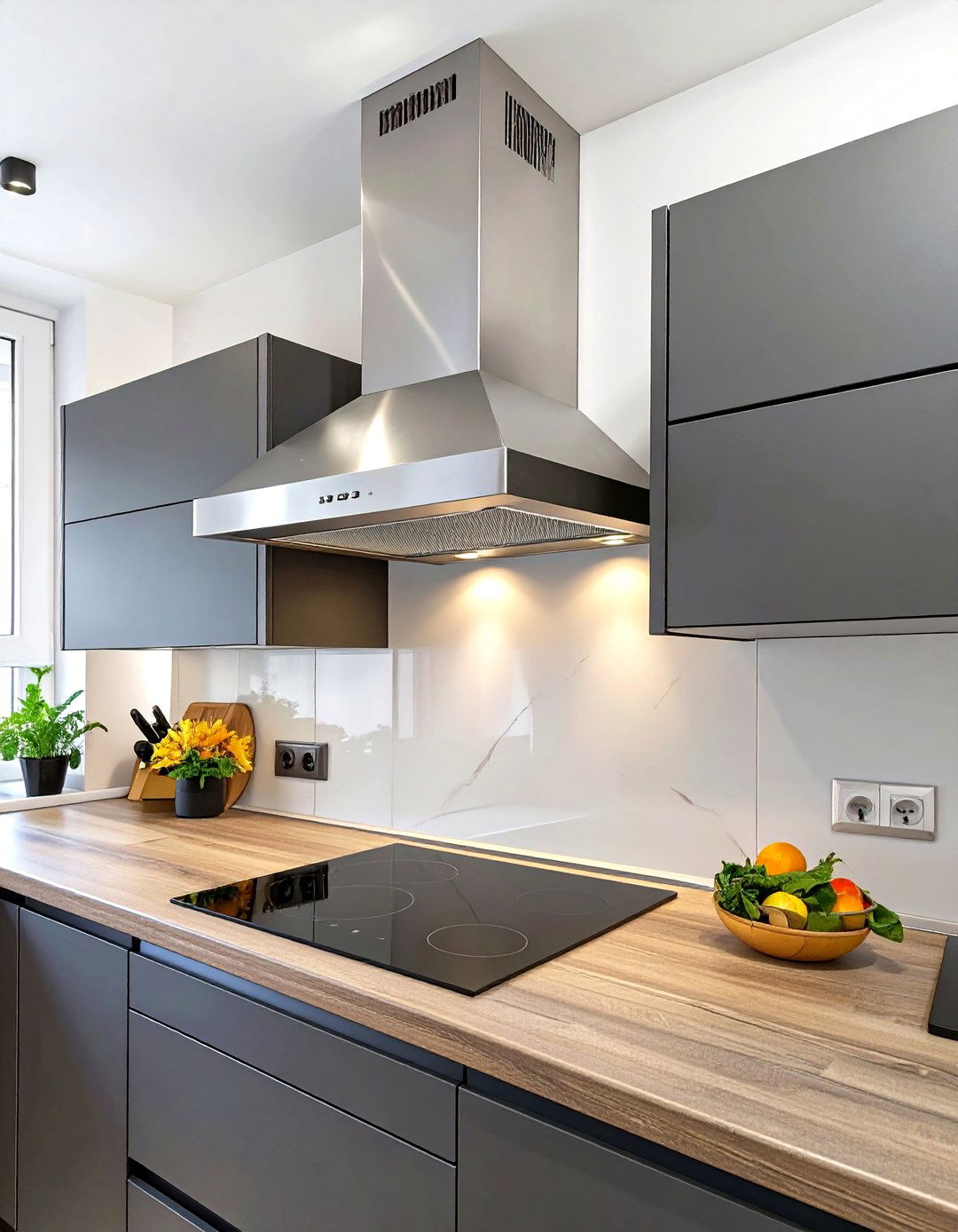 Small Modular Kitchen with a Built in Chimney Hood - 30 small modular kitchen design ideas