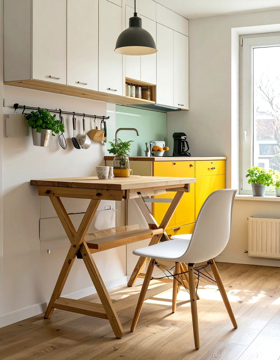 Small Modular Kitchen with a Fold Down Dining Table - 30 small modular kitchen design ideas