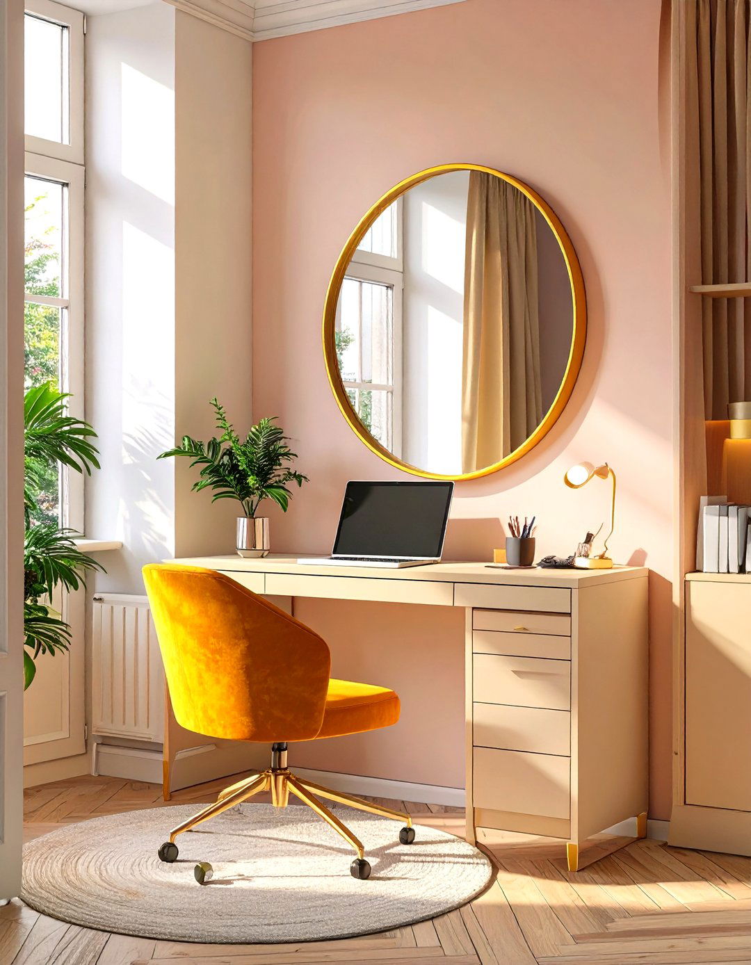 Small Office with a Large Mirror - 30 small office space ideas