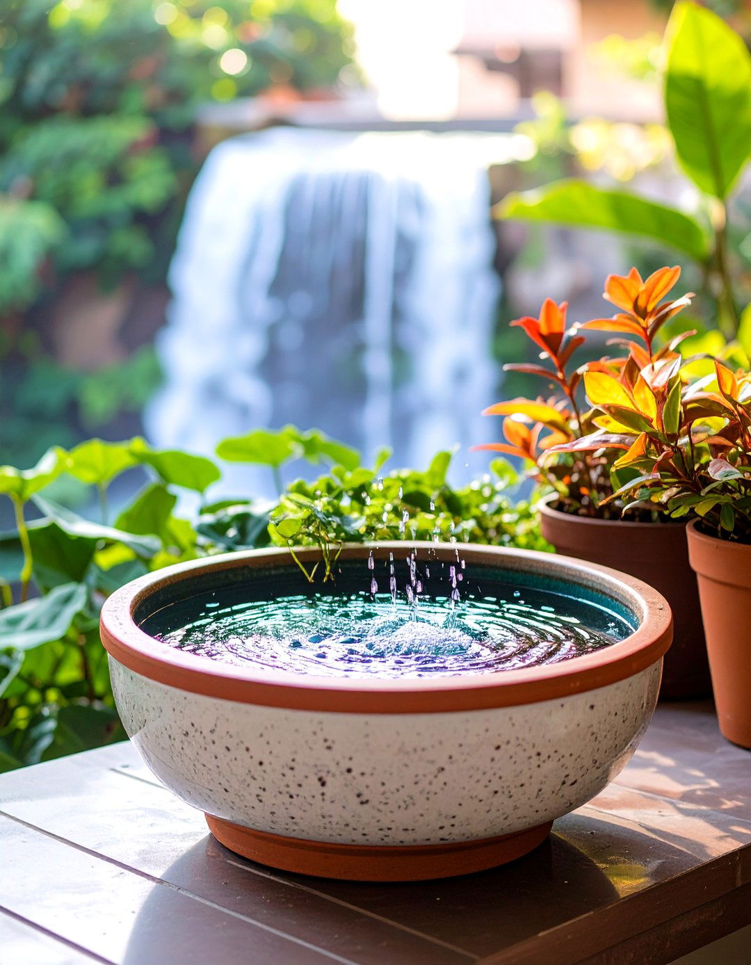Small Patio Pot Fountain - 30 backyard waterfall ideas