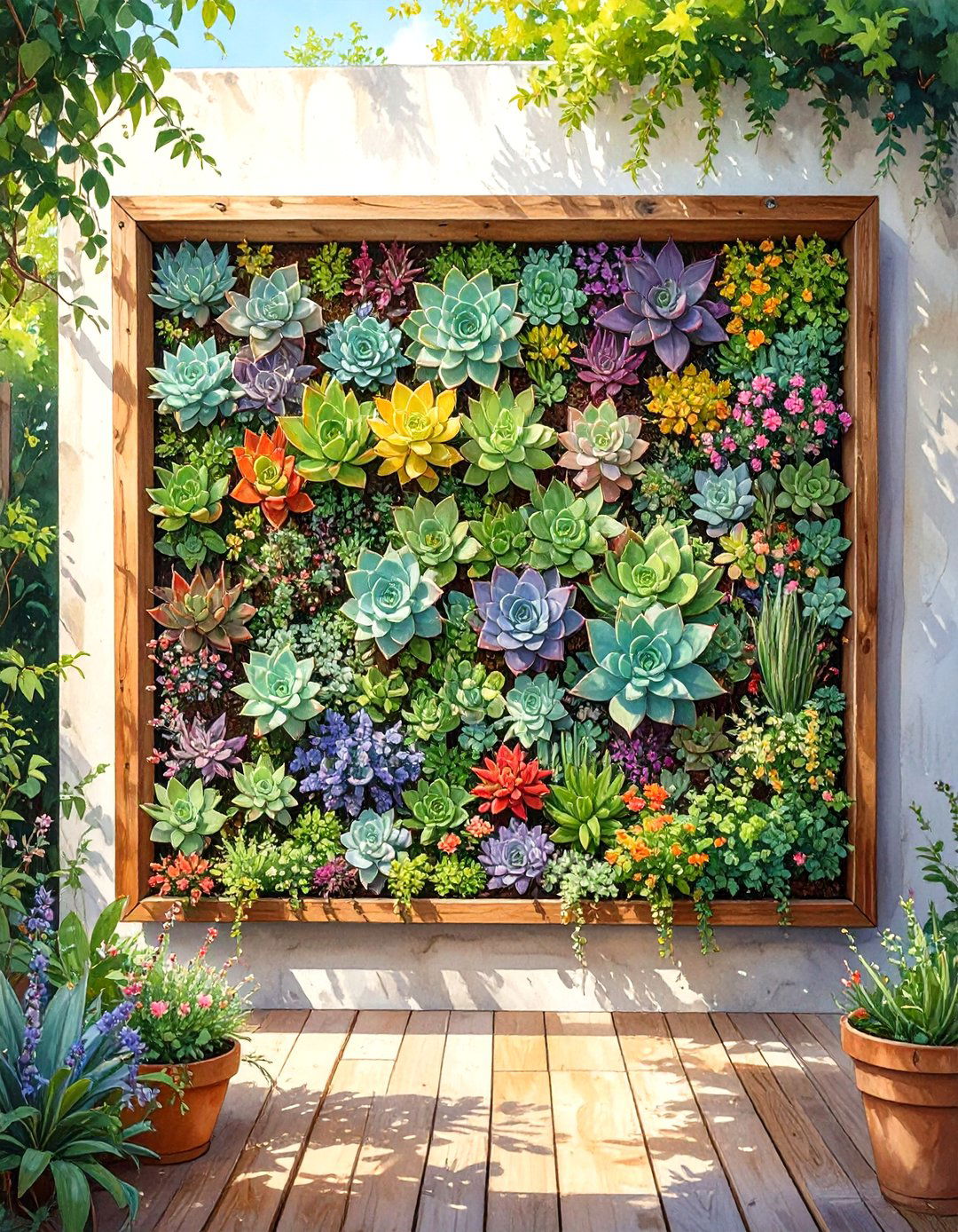 Small Patio Succulent Wall Frame - 30 small patio garden ideas