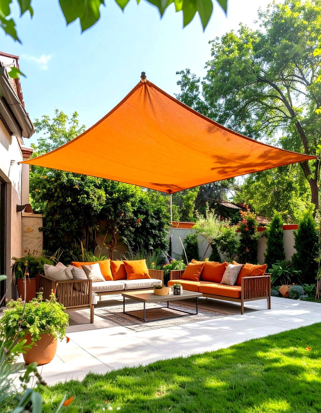 Small Patio with a Sun Shade Sail - 30 small patio design ideas pictures