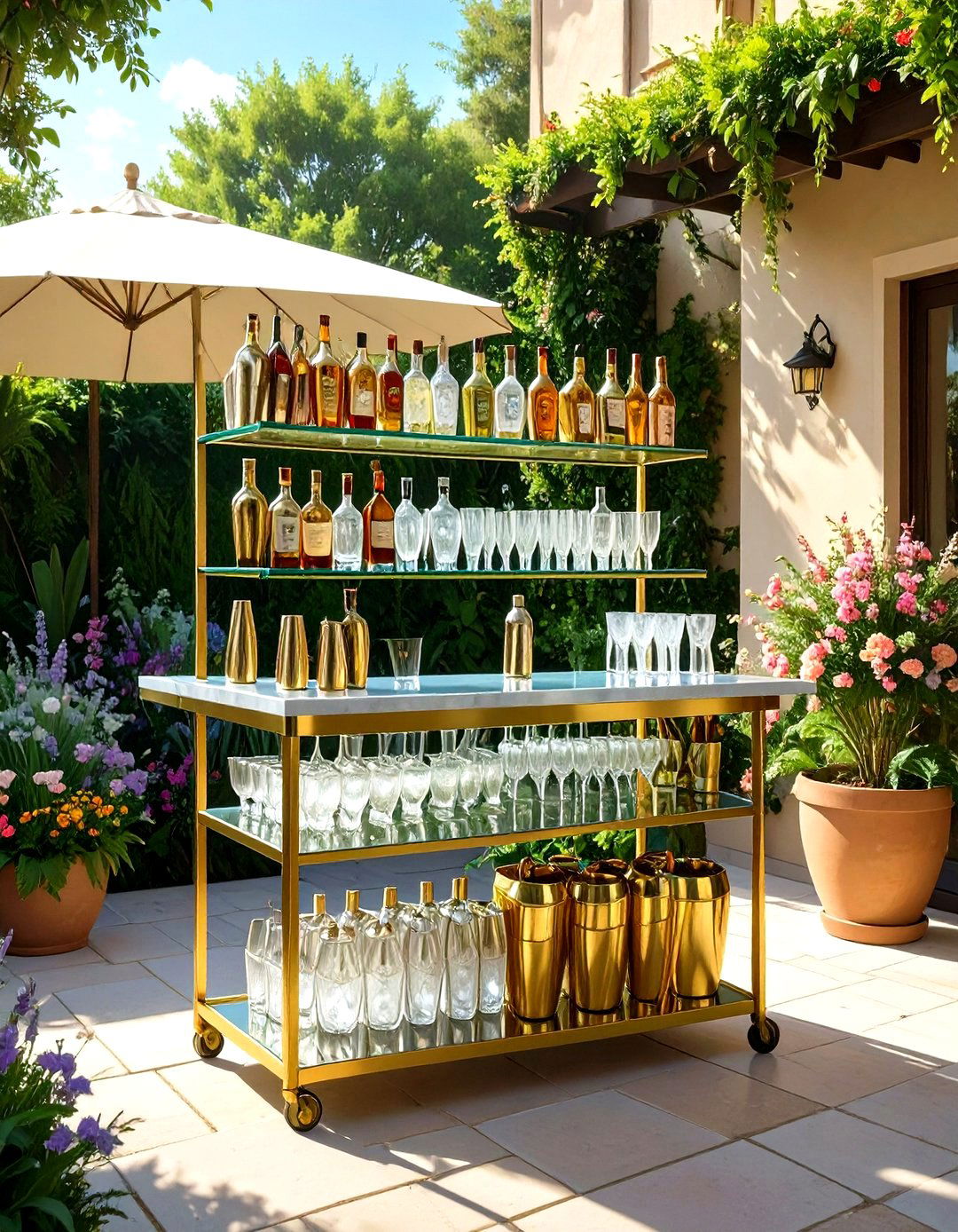 Small Patio with an Outdoor Bar Cart - 30 small patio design ideas pictures