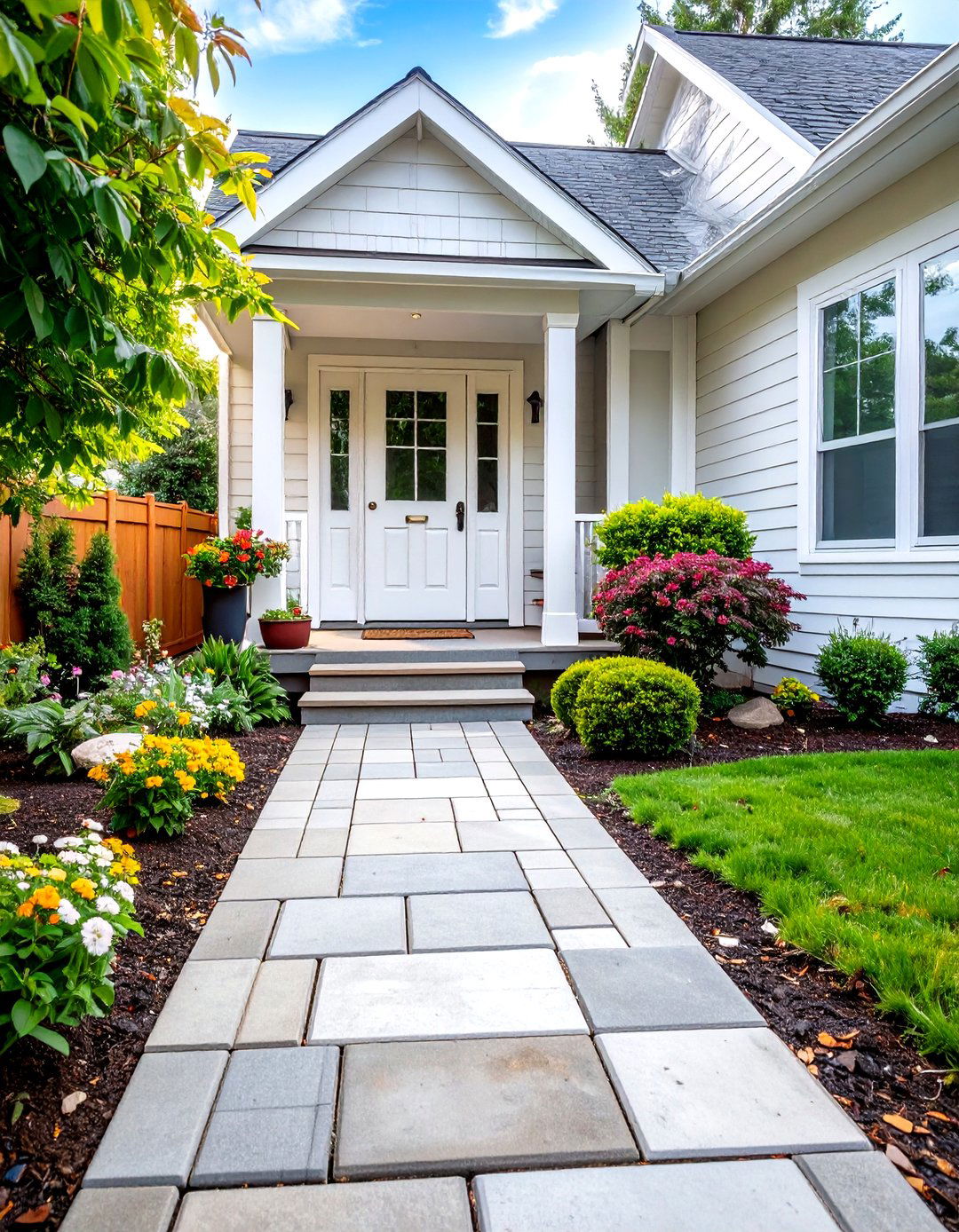 Small Paver Landing at a Doorstep - 30 paver patio ideas on a budget