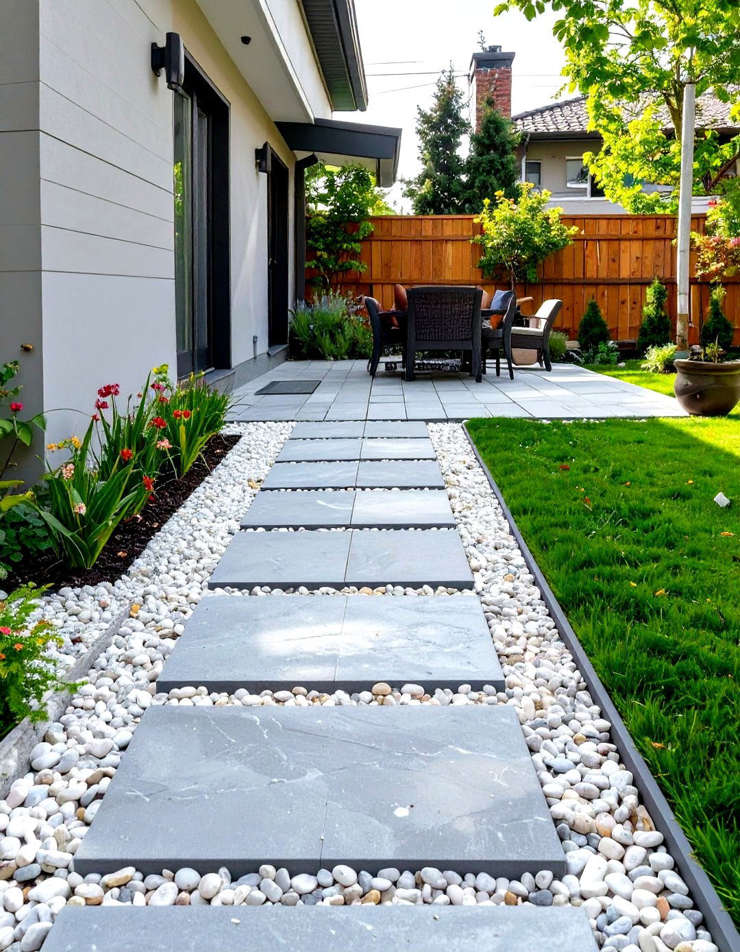 Small Paver Patio with a Gravel Border - 30 small paver patio ideas