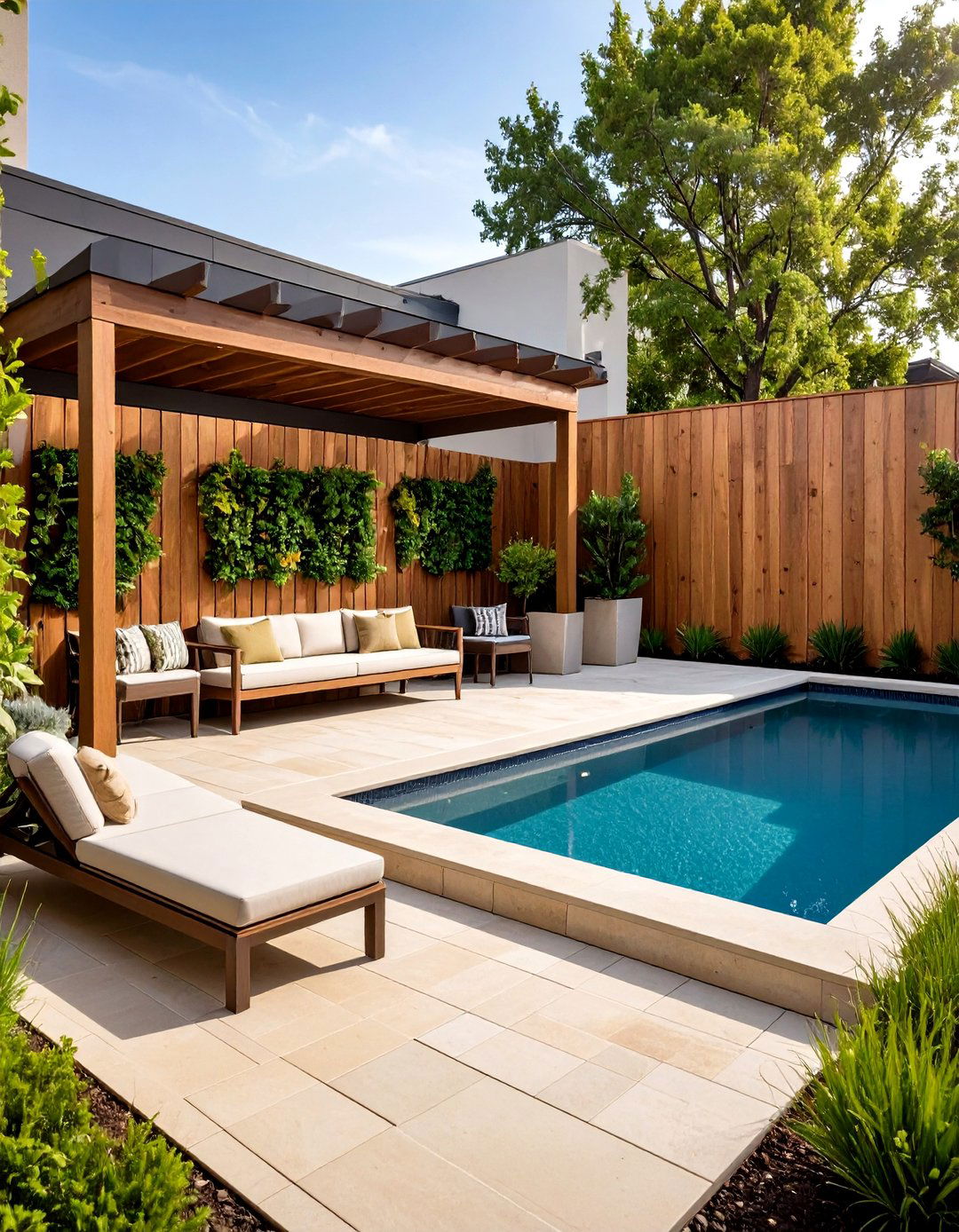 Small Pool Patio with Smart Space Solutions - 30 pool patio ideas