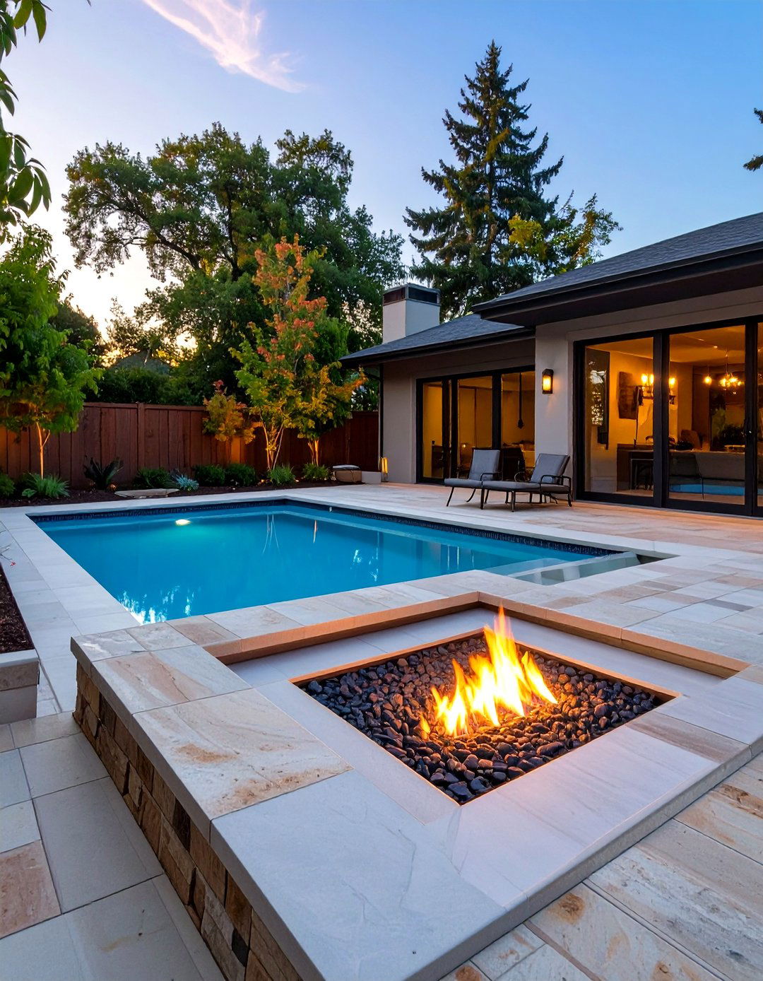 Small Pool with Fire Pit - 30 small backyard pool designs