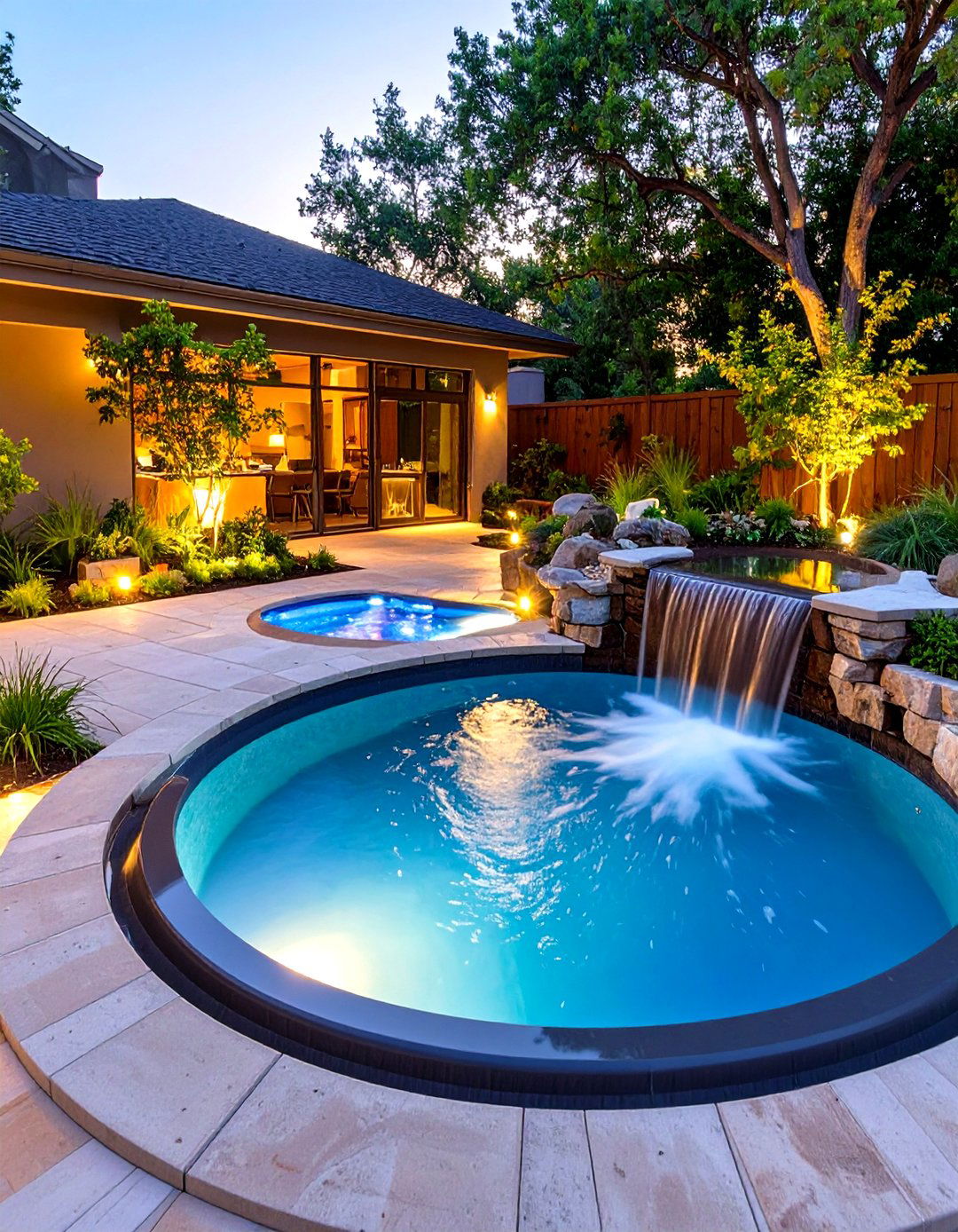 Small Pool with Integrated Spa - 30 small backyard pool designs